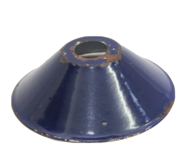 OLD VINTAGE SMALL SIZE IRON PORCELAIN ENAMEL COBALT BLUE LAMP SHADE INDIA
