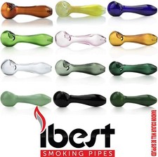 Smoking Pipe Glass Hand Spoon Handmade 4.4 Inch Large in Smell Proof Bag Box