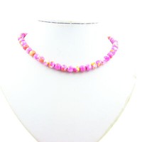 Mineralien Und Edelsteine. Halskette Perlen Jaspis Rosa Gelb 8 Mm Kette In