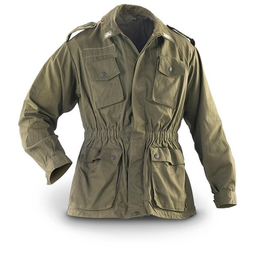 Authentic Italian Army OD Green Combat Field Jacket Shirt Parka Military Small