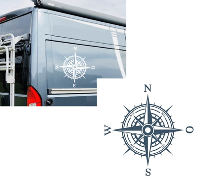 Kompass Aufkleber Windrose Aufkleber Auto Caravan Wohnmobil Wohnwagen  (308/2)