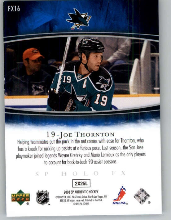 2007-08 SP Authentic Holoview FX #FX16 Joe Thornton (ref 163162) - Image 2 of 2
