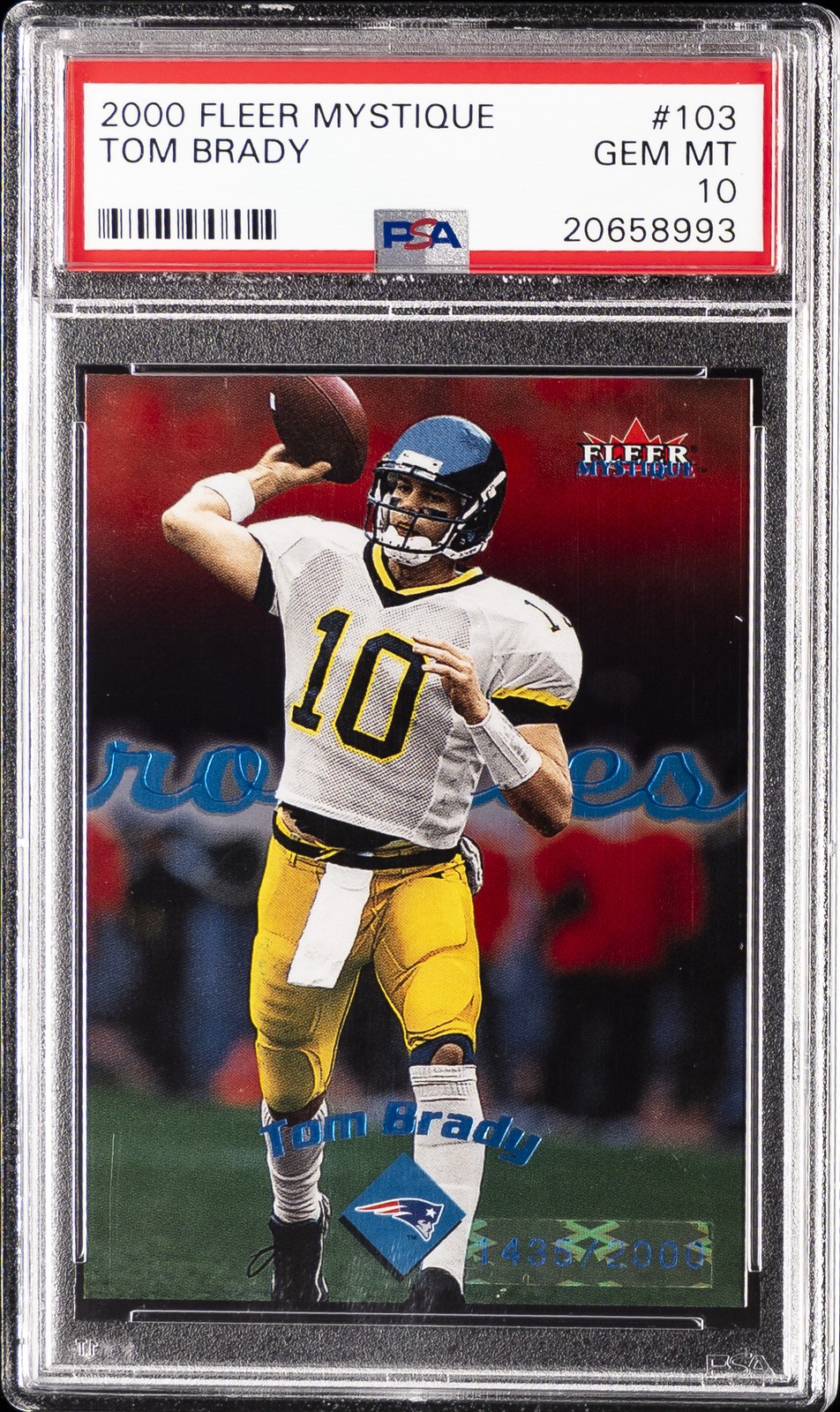 2000 FLEER MYSTIQUE #103 TOM BRADY #/2000 PSA 10