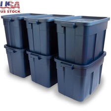 Durable Stackable Storage Bins 18 Gal Heavy Duty Washable Totes 6 Pack Container