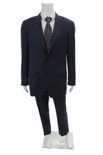 Canali Mens Long Sleeves Collared Lined Two Piece Pants Suit Blue Size 42