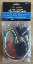 Cal Hawk Tools 1' Trailer Wiring Extension Kit Trailer Light 4-wire Male, Female
