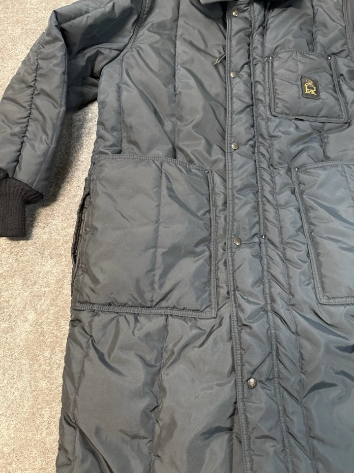 复古 REFRiGiWEAR 男式 L 大衣夹克海军蓝 美国制造 — 第 2/4 张图片