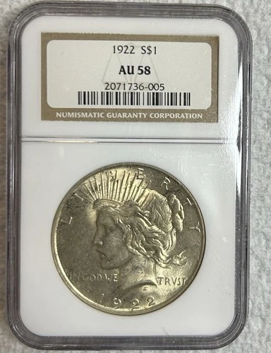 1922 Peace silver dollar - NGC AU58