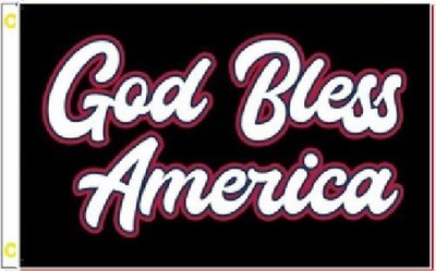 3X5 GOD BLESS AMERICA BLACK FLAG BANNER 100D W/ GROMMETS