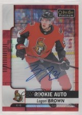 2017 O-Pee-Chee Platinum Rookie Autos Red Prism 24/50 Logan Brown #R-LB Auto 7mp