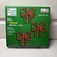 Home Accents Holiday 10 in. Twinkling LED Bows 3 Pack Christmas Lights New