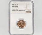 1963-D NGC MS 66 RD Lincoln Cent **HIGH GRADE COIN** 01-018