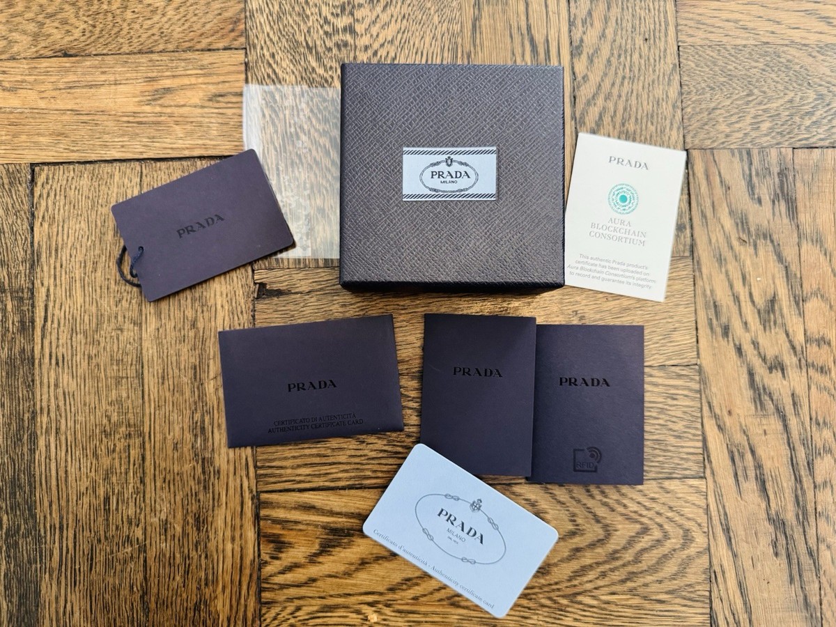 Authentic PRADA Milano EMPTY Blue Box + Authenticity Cards And Tag
