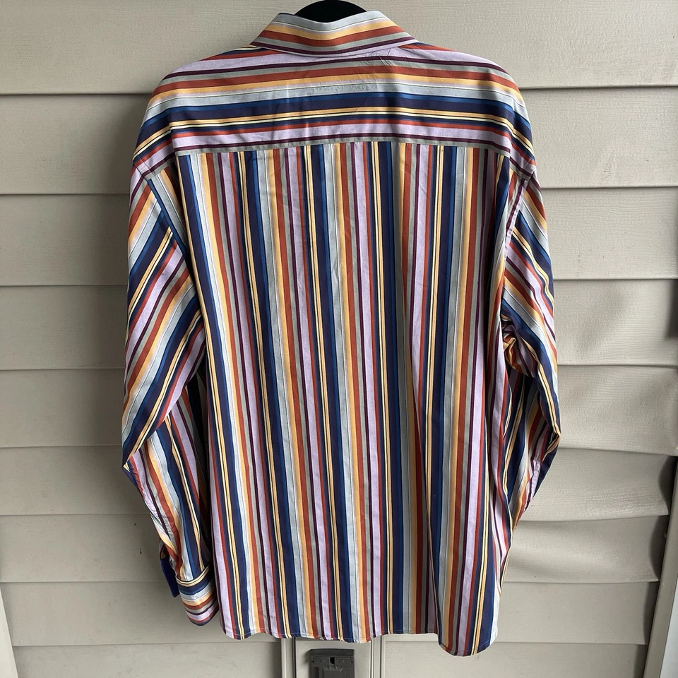 Robert Graham Mens Size 2XL Button Shirt Floral Stripe Flip Cuff Embroidered - Image 2 of 4