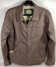 vintage CABELA'S Outdoor Gear brown Cotton Denim plush lined COAT M Reg 8pix