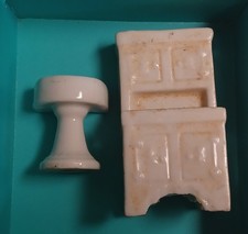 Vintage Miniature Dollhouse porcelain sink and cabinet White