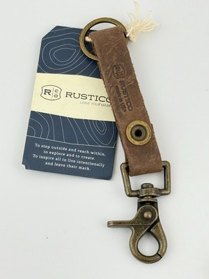 Rustico Super Loop Keychain Genuine Brown Leather Brass Clip 5'' Keyring
