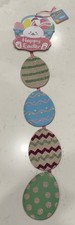 Happy Easter Egg Glittery Jointed Wooden Hanging Decor Sign - 24.5" x 5.25"