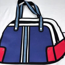 Charm Co. Cartoon Style Laptop Shoulder Bag Zippers Blue White Red