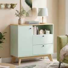 HOMCOM Sideboard, 80 cm Buffet Cabinet with 2 Drawers, Light Green Refurbished