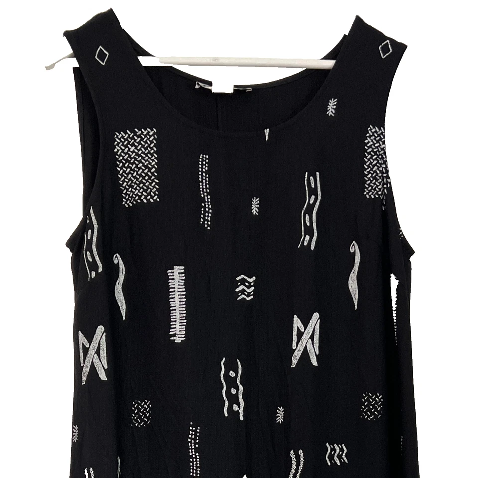 Maxi Vestido Dana Kay Para Mujer Sin Mangas Talla 16 Negro Arte para Usar Estampado Tribal Boho Foto 4 de 4