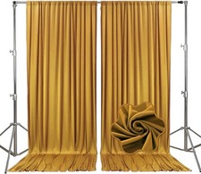 Gold Satin Backdrop Curtains 10x10ft, 2 Panels for Parties  Photos