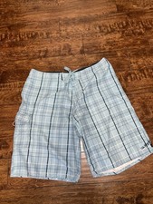 Quicksilver Mens Board Blue Plaid Shorts Size 38 EUC