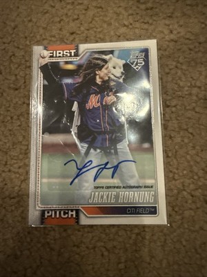 2026 Topps Series 1 Jackie Hornung Lumi the Dog AUTO First Pitch /99 Mets