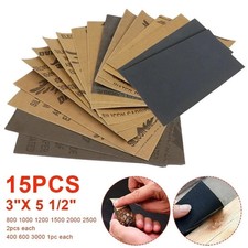 15 Pcs Sandpaper Sheets 13 Grits 1205000 Wet Dry Assortment For Wood Metal