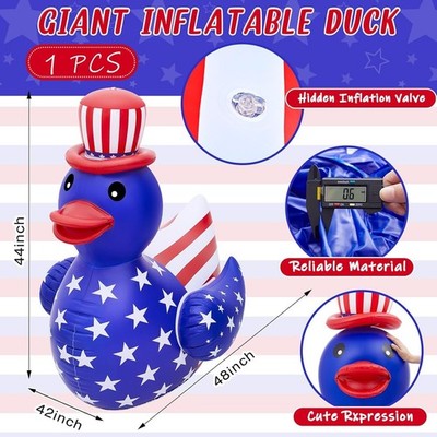 1 Pc 4 Ft Patriotic Inflatable 4Th of July Pool Float American Flag Giant Duck I