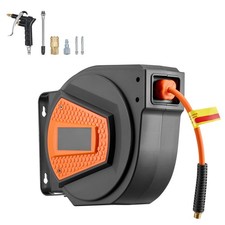 Uimoso Retractable Air Hose Reel with 50 FT x 1/4 Inch Hybrid Hose, Max 300 PSI