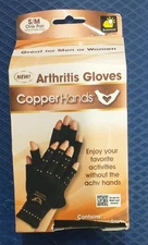 Copper Hands Arthritis Compression Support Gloves Size S/M - 1 Pair New CUT BOX