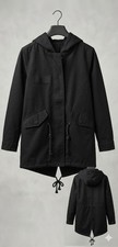 New Ladies Black Hooded summer autumn  Parka Jacket Coat Size 10-12