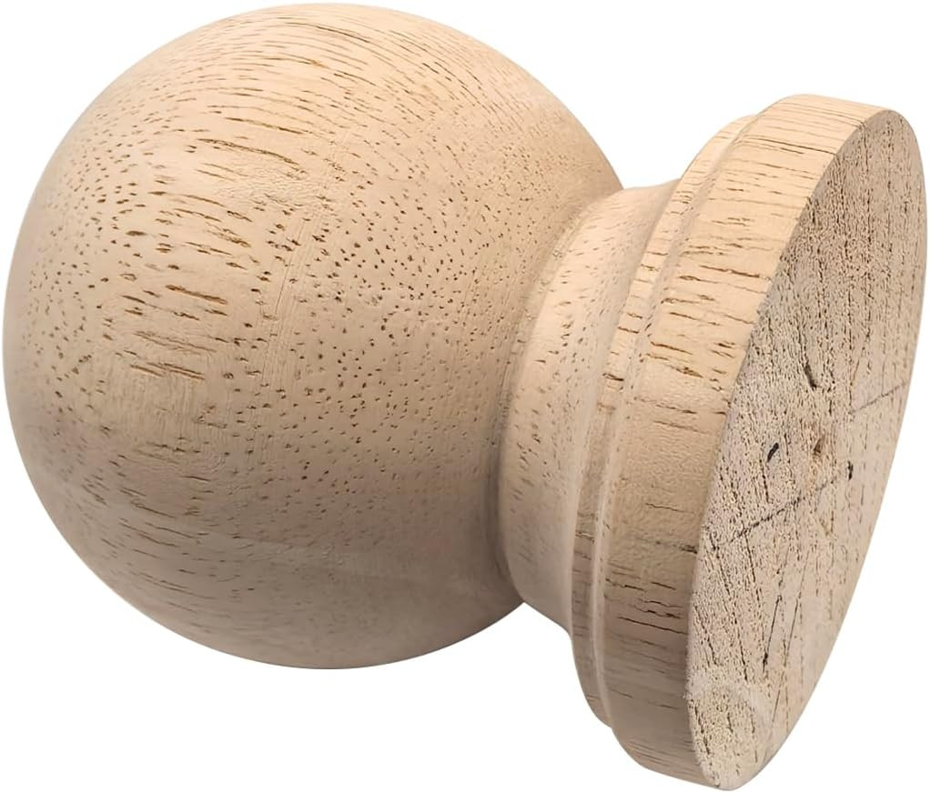 Unfinished Solid Wood Finials - Pack of 2, Newel Post Caps for Stairs, Bedpost &