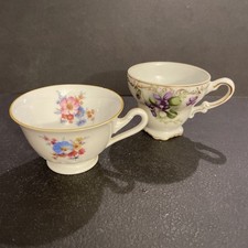 Lot 2 Demitasse Floral Teacups Tea Cups w Gil...