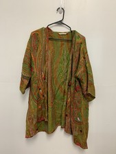 Soft Surroundings Embroidered Woven Wool Open Front Cardigan Size S/M Boho