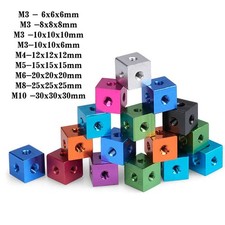 Aluminium Cube Nut M3,4,5,6,8,10 Connector Fixing Bracket Square Spacer Standoff