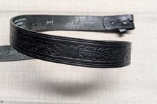 vintage USA made TOOLED buckle belt 38 black ACORNS oak leaf WESTERN cowboy