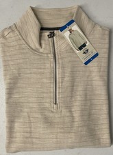 Dockers Men's Quarter 1/4 Zip Regular Textured Pullover BEIGE LARGE Striped NEW