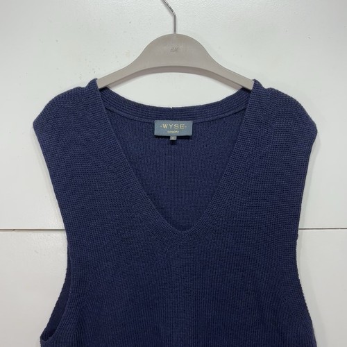 Wyse London Adeline Merino Wool Tank Jumper Navy Blue Relaxed Size XL - Picture 3 of 7