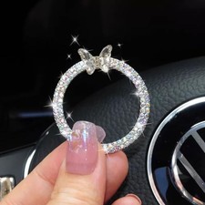 Transparent Butterfly Bling Ring Emblem Car Accessories - Car Push Colorful