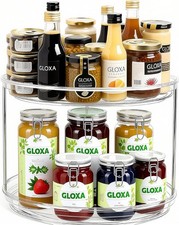 2 Tier Lazy Susan Turntable Organizer 9.25 Inch Rotating Spice Rack Storage