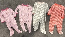 Baby Girl PJS Pajamas - 6 Month Zip Up Footed Fleece Cotton Terry Cloth