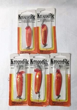 Lot of 5 Luhr Jensen Krocodile 1/4 oz Spoons – Red Magic Fishscale – Made in USA