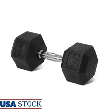 Hex Dumbbell 35 lb Rubber Encased Anti Roll Strength Training Comfortable Grip