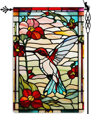 Spring Summer Hummingbird Garden Flag Glass Style Garden Flag Vertical Double Si