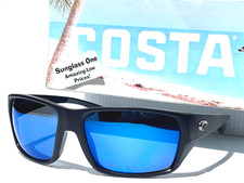 Costa Del Mar TAILFIN Matte Black POLARIZED Blue Lens 580P Sunglass 911308 60mm