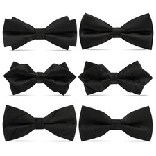 Adjustable Black Bow Tie for Men Classic Butterfly Cravat Formal Neckwear Set