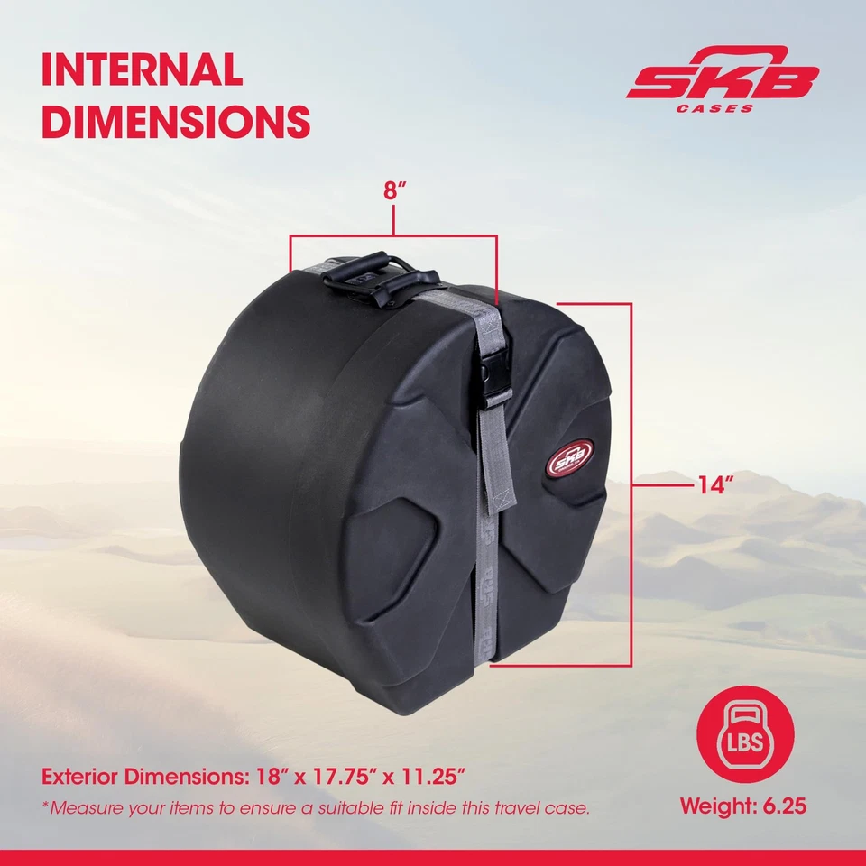 Duradero 8x14 Roto Moldeado Tom Caja Estuche con Interior Acolchado y Ha... Foto 3 de 4