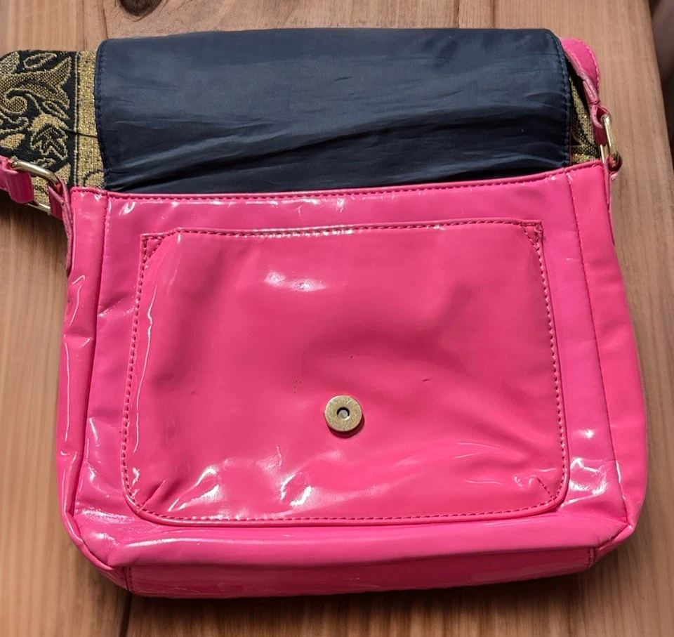 Tommy Hilfiger Hot Pink Patent Leather Crossbody Satchel - Y2K/Barbiecore Vibe - Image 2 of 4